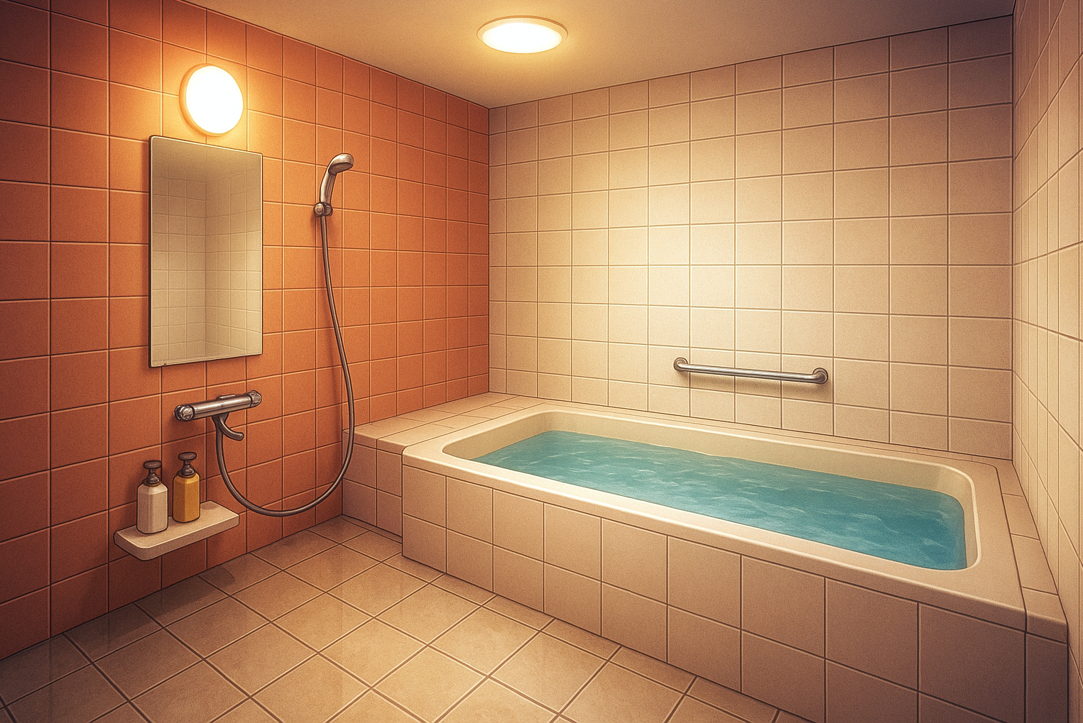 地方にあるラブホテルのお風呂の内装