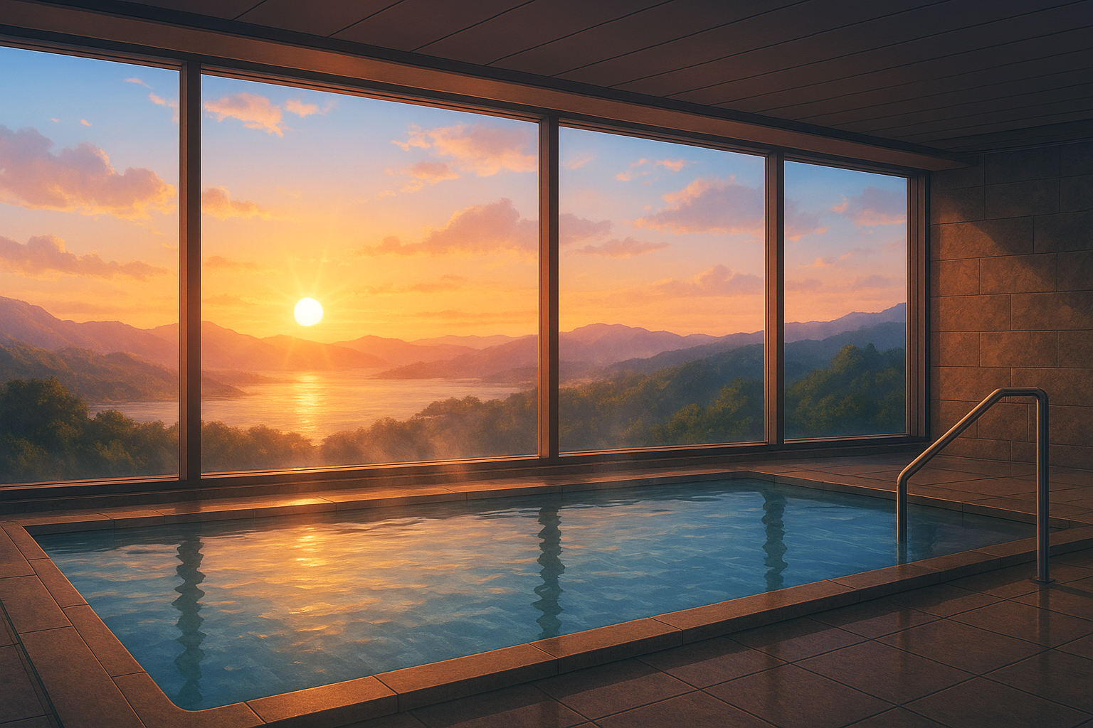 旅館やホテルの夕日が一望できる大浴場・温泉