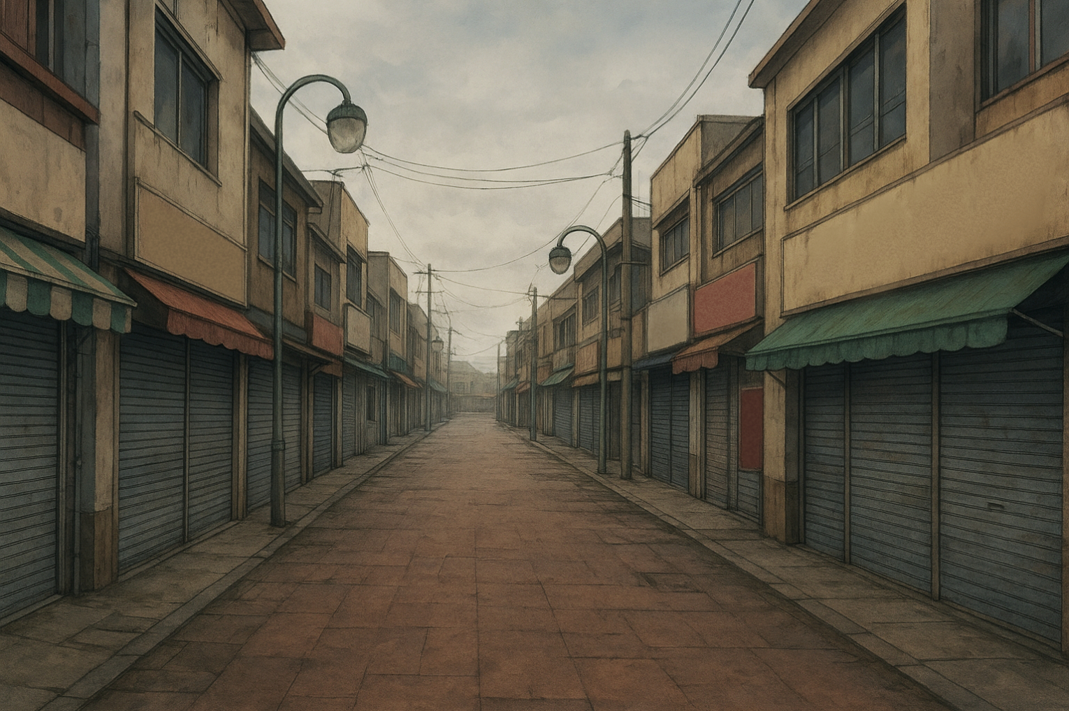 商店街・ビル街の街並み背景フリー素材｜無料・商用利用OK 高解像度