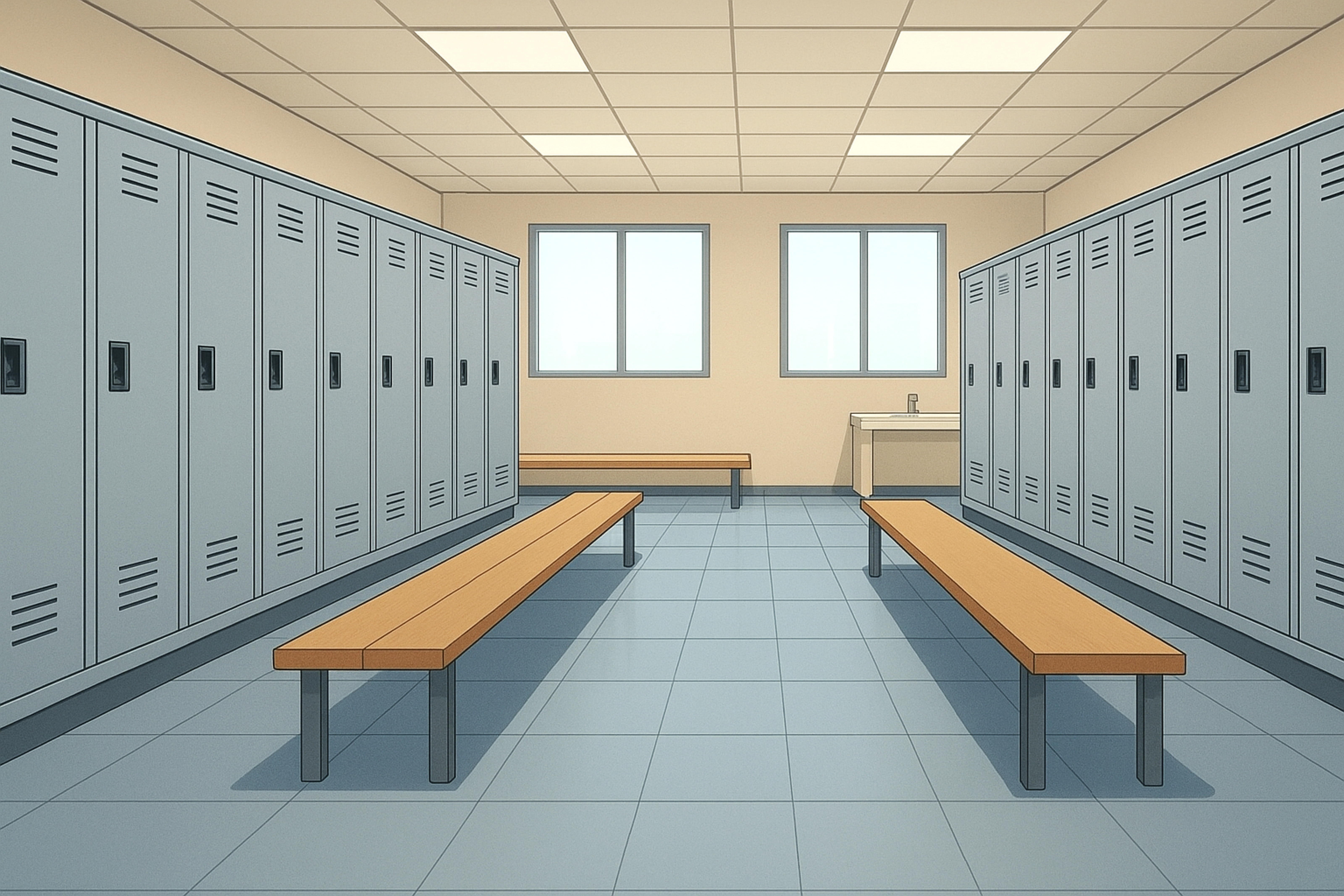 学校の更衣室の内装背景