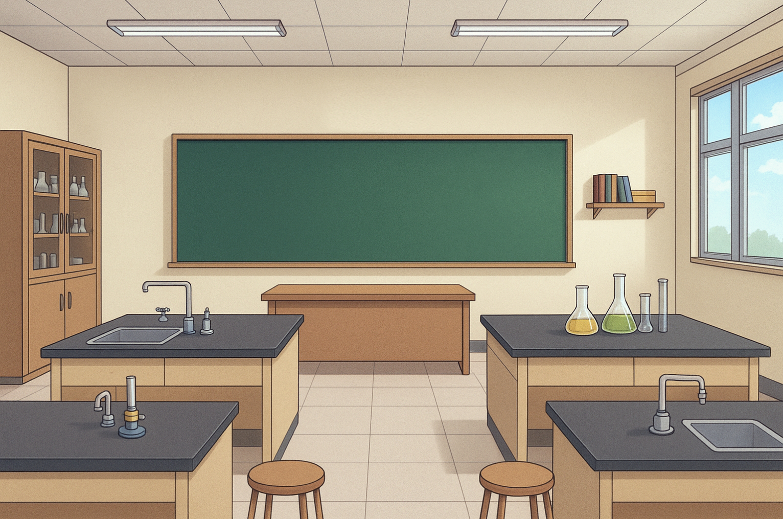 学校の理科室の内装背景