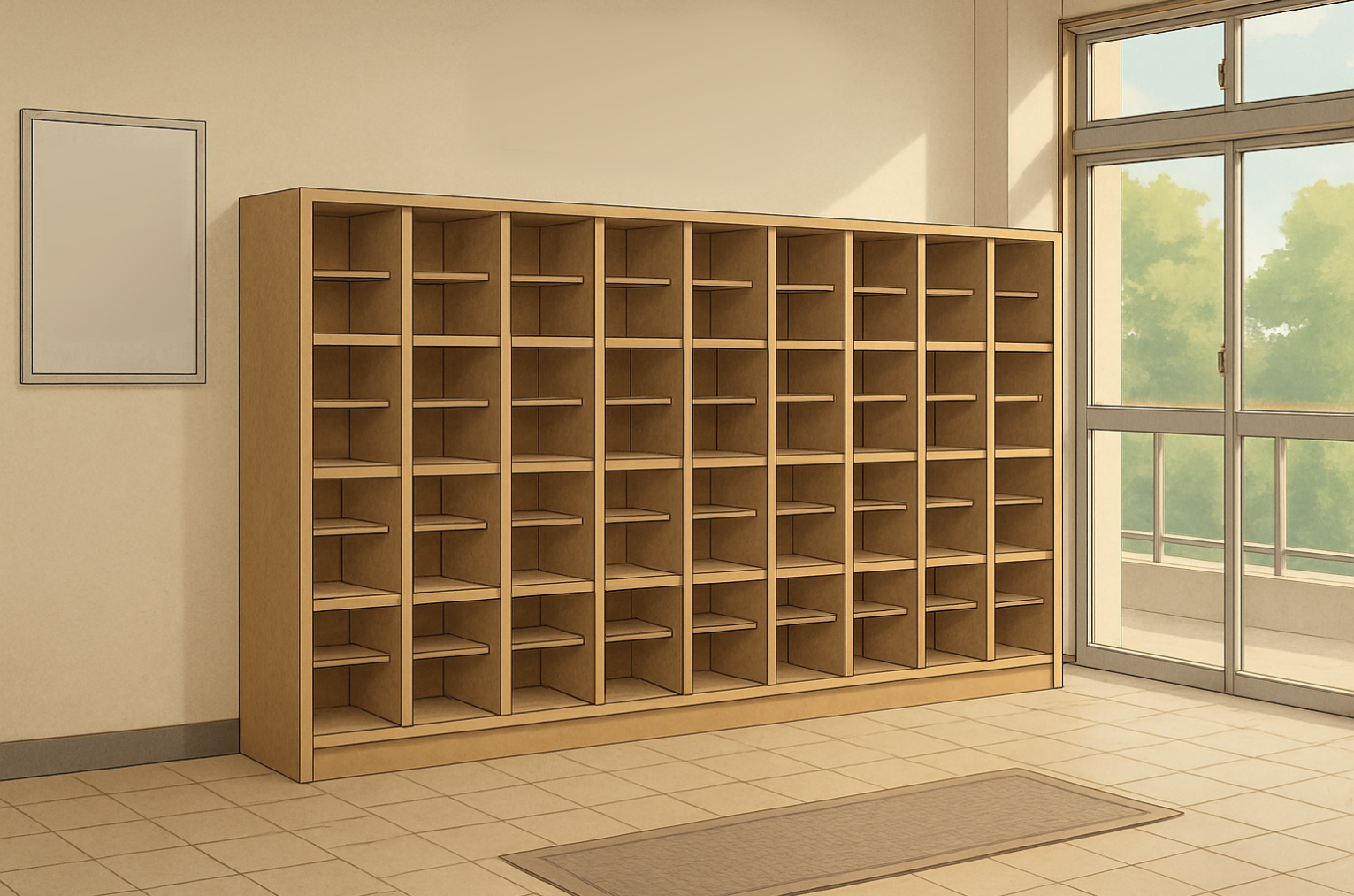 学校の靴箱の内装背景