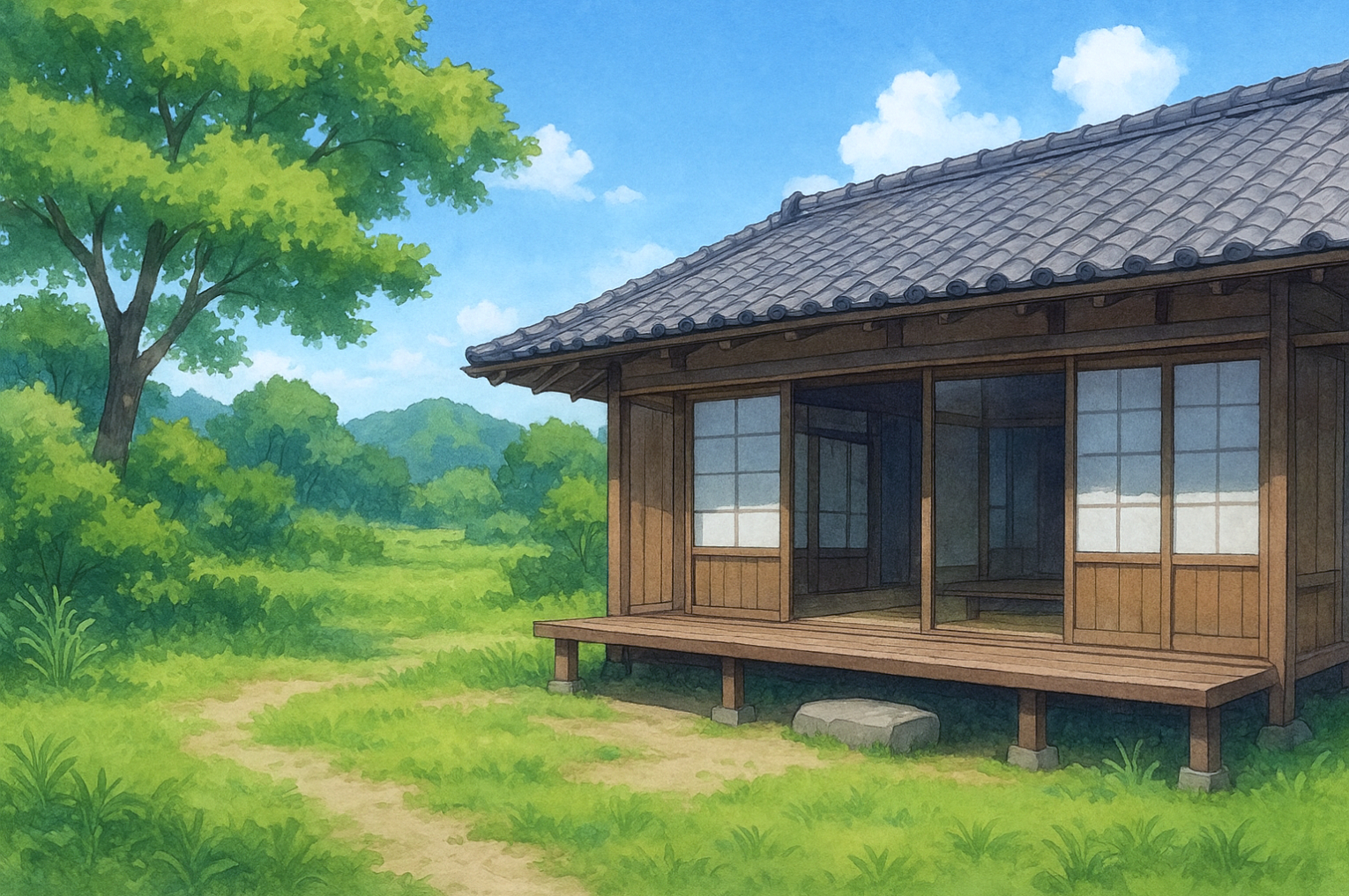 海の見える家の外観背景フリー素材｜住宅・一軒家