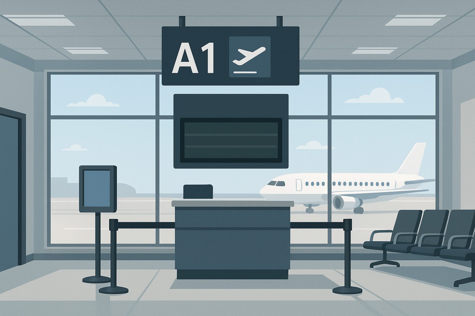 飛行機・空港風の美術館背景 フリー素材 無料 高解像度