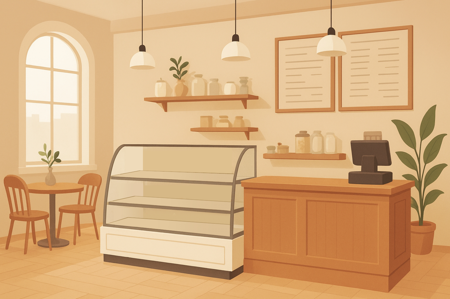 カフェの内装 フリー背景素材|おしゃれな飲食店