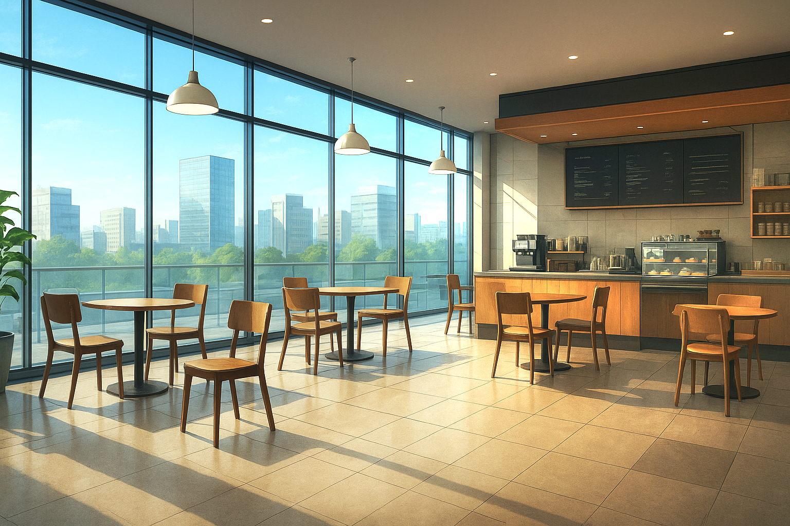 ナチュラルカフェの内装 フリー背景素材